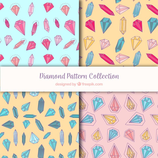 collection of patterns with diamonds in different colors
