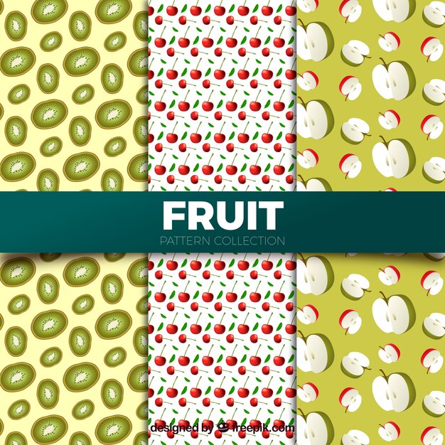 Collection of patterns with realistic fruits