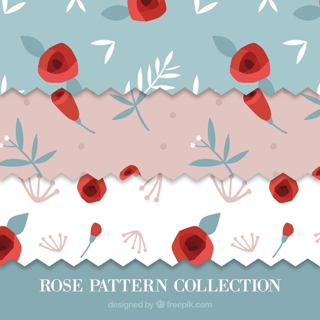 Free vector collection of patterns with red roses