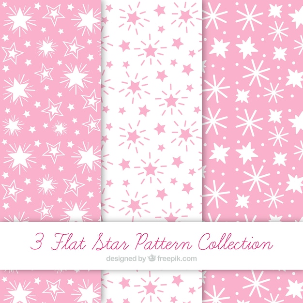 Collection of patterns with white and pink stars