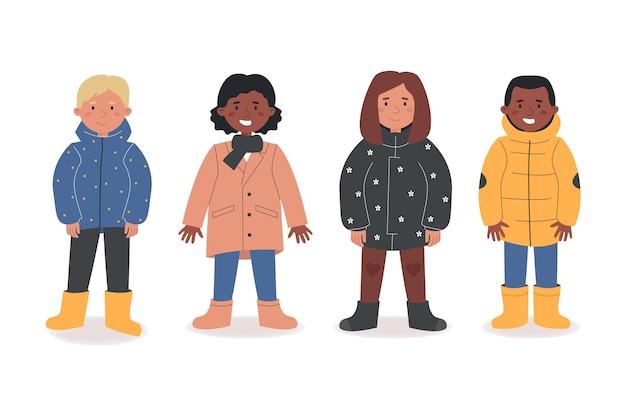 Collection of people in different autumn clothes