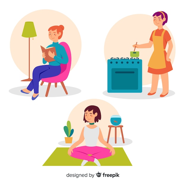 Free vector collection of people enjoying their free time