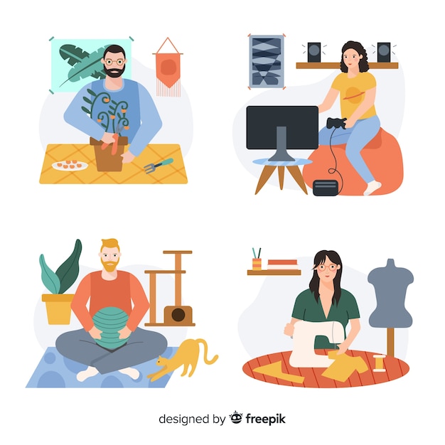 Free vector collection of people enjoying their free time