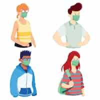 Free vector collection of people wearing medical mask