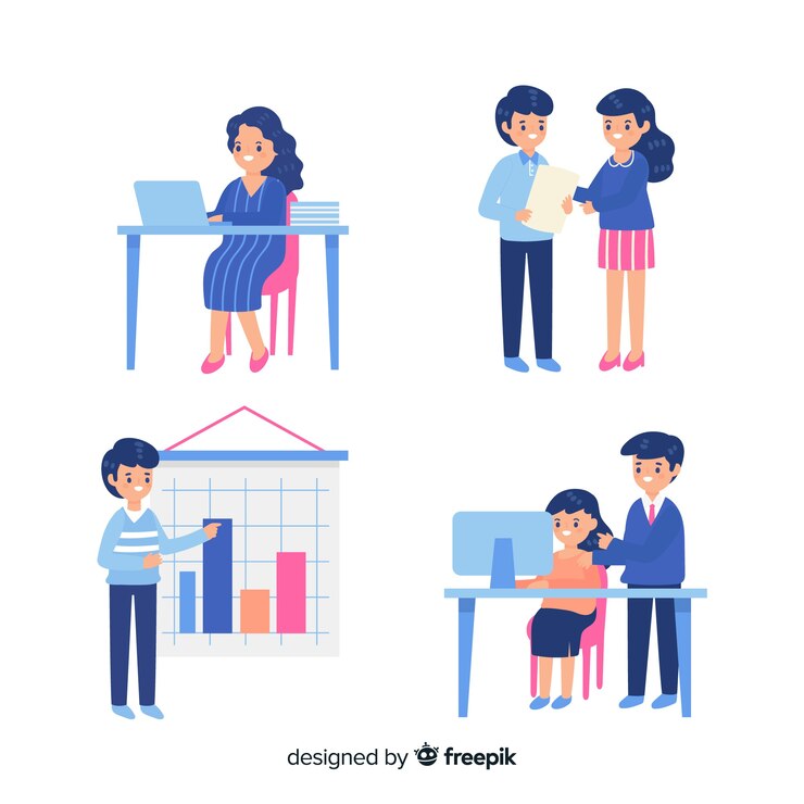 Free Vector collection of people working at the office