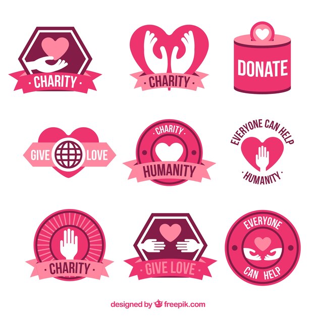 Free vector collection of pink charity badge