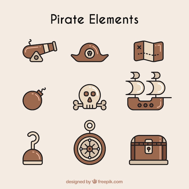 Free vector collection of pirate elements