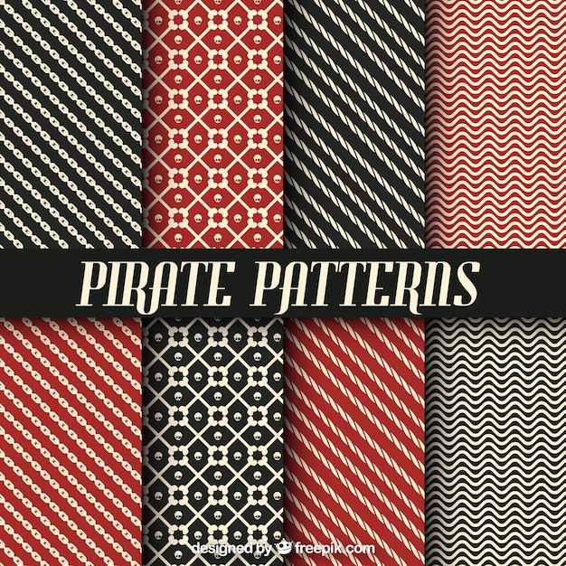 Free vector collection of pirate patterns with abstract forms