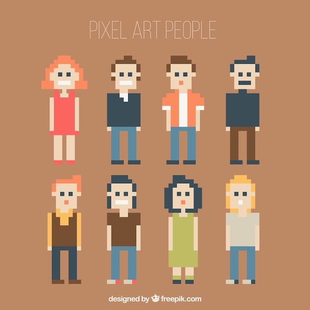 Free vector collection of pixilated people