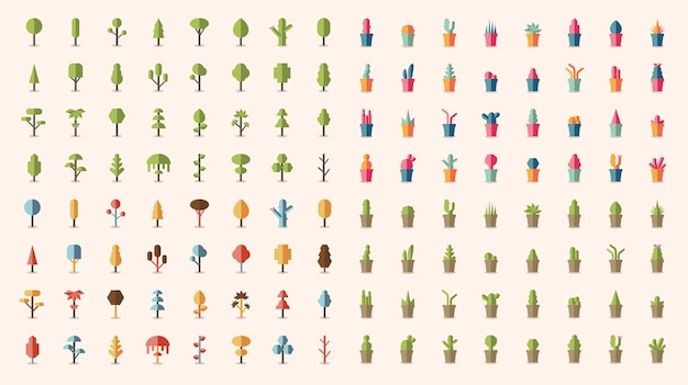 식물과 나무 벡터의 컬렉션