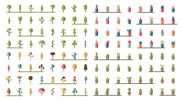 Collection of plants and tree vectors