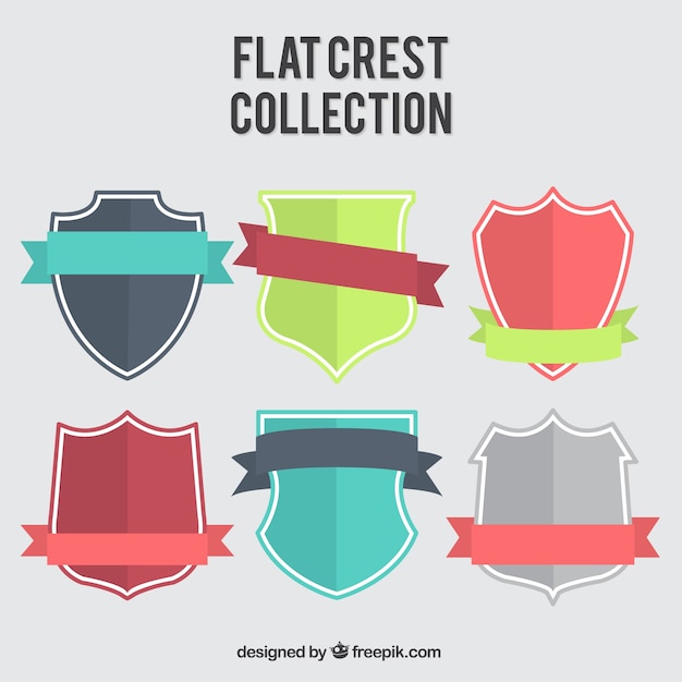 Collection of pretty flat heraldic shields with ribbons