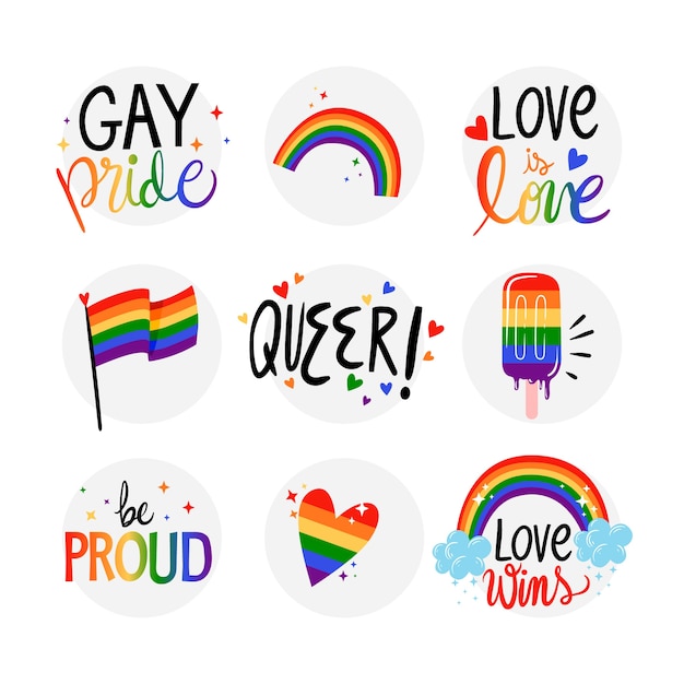 Collection of pride day labels