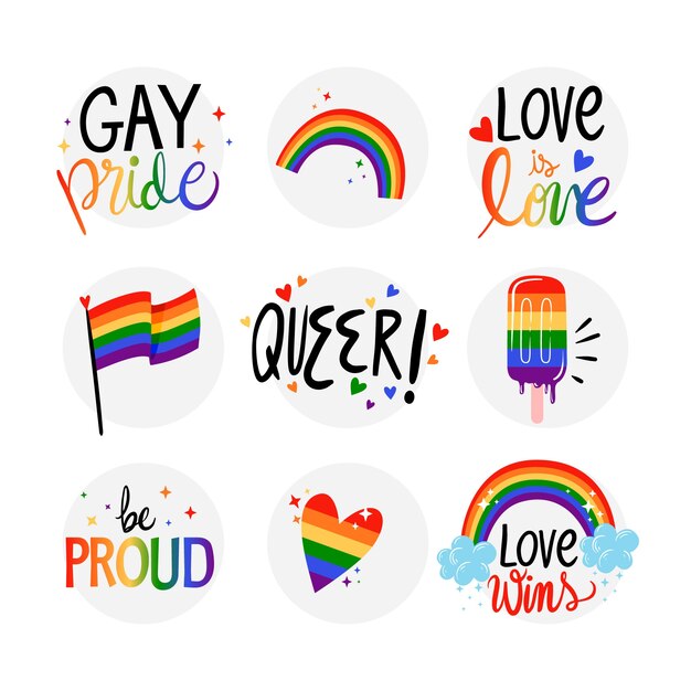 Collection of pride day labels