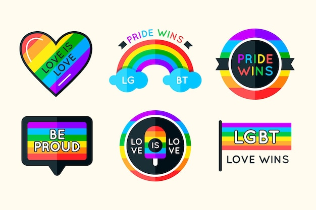 Collection of pride day labels