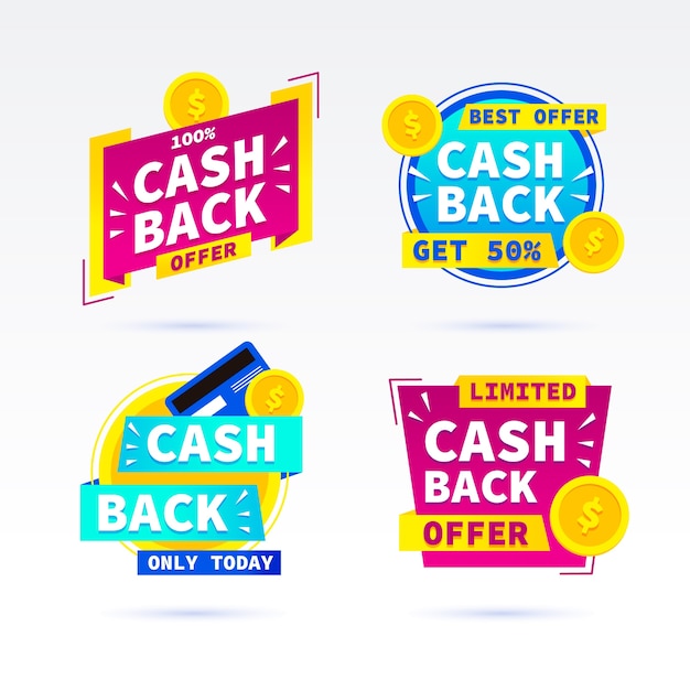 Collezione di etichette promozionali cashback