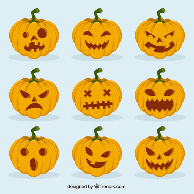 Collection of pumpkin with expressions