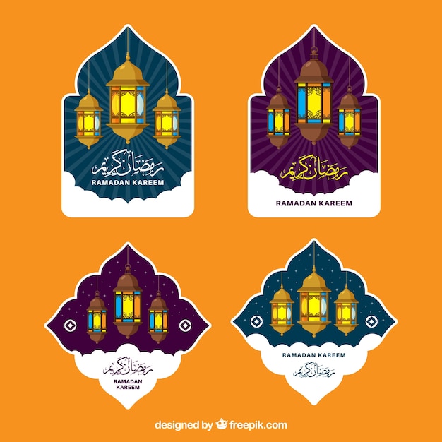 Free vector collection of ramadan labels