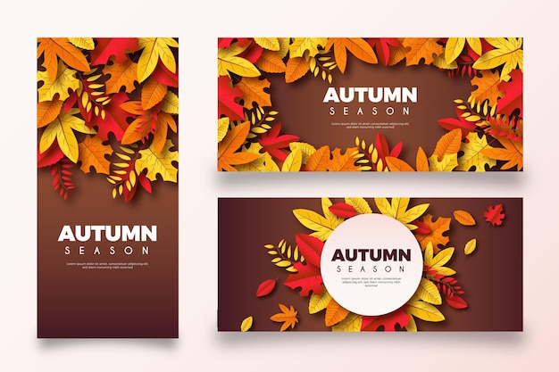 Collection of realistic autumn banners