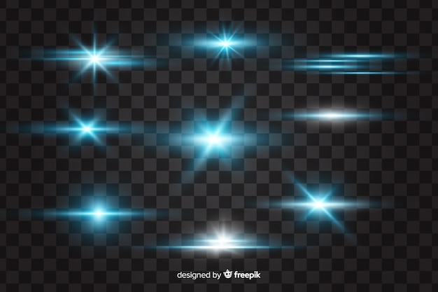 Collection of realistic bursts of light Free Vector