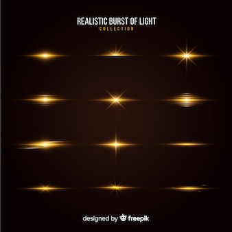 Collection of realistic bursts of light Free Vector