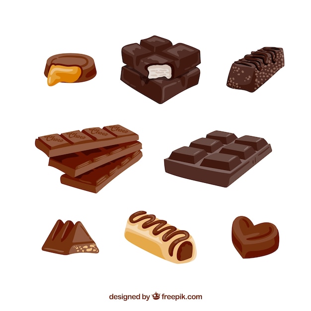 Collection of realistic chocolate bars