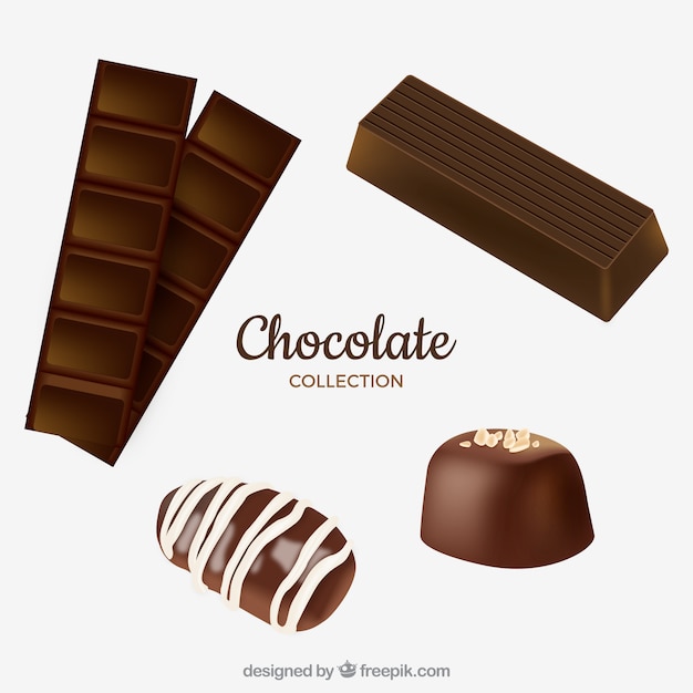 Free vector collection of realistic chocolate bars