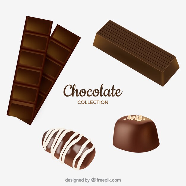 Collection of realistic chocolate bars