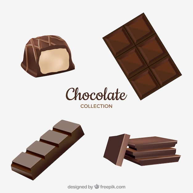 Collection of realistic chocolate bars