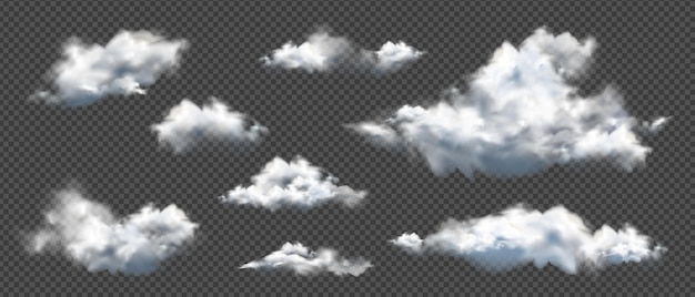 Collection of realistic different clouds