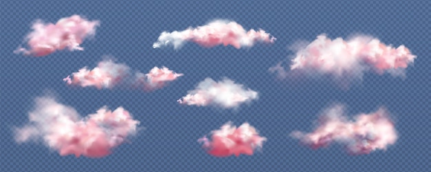 Vettore gratuito raccolta di nuvole diverse realistiche