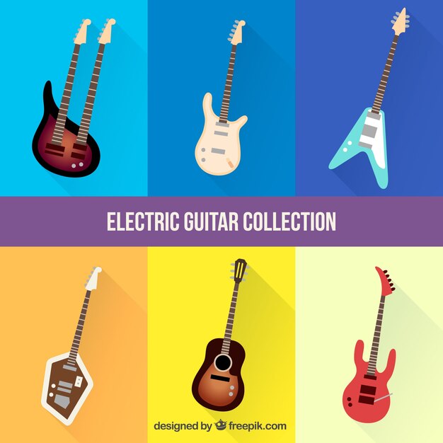 Collection of realistic electric guitars
