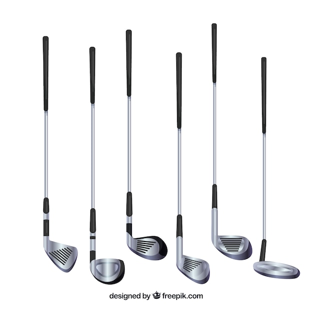 Free vector collection of realistic golf clubs