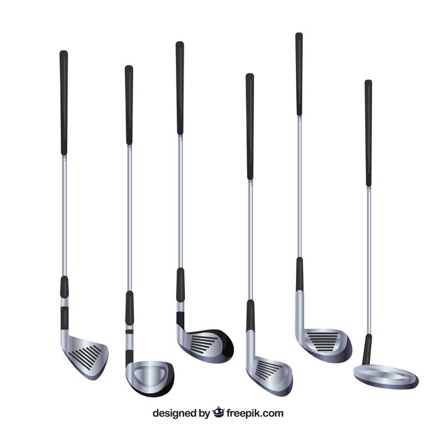 Collection of realistic golf clubs