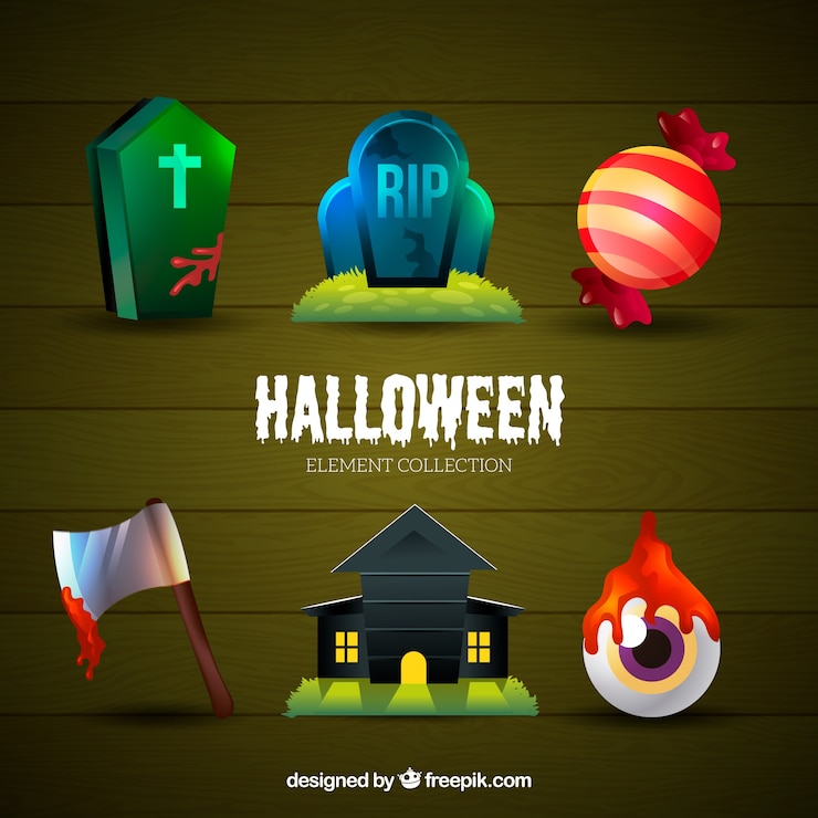 मुफ़्त वेक्टर collection of realistic halloween elements