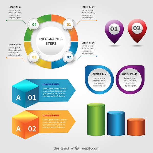 Vettore gratuito raccolta di elementi infographic realistici