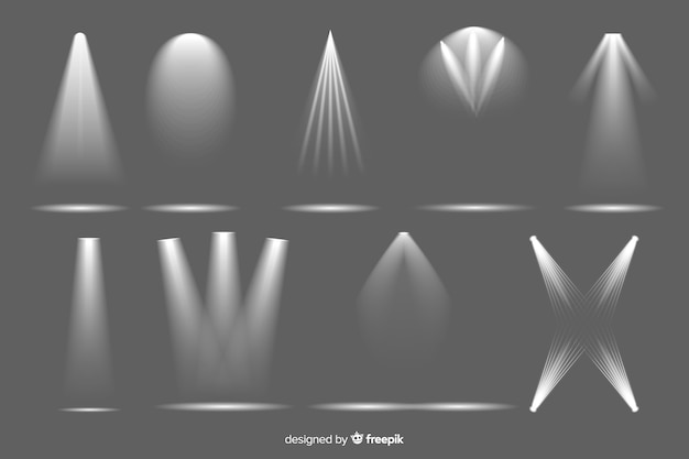 Collection of realistic spotlight illumination Free Vector