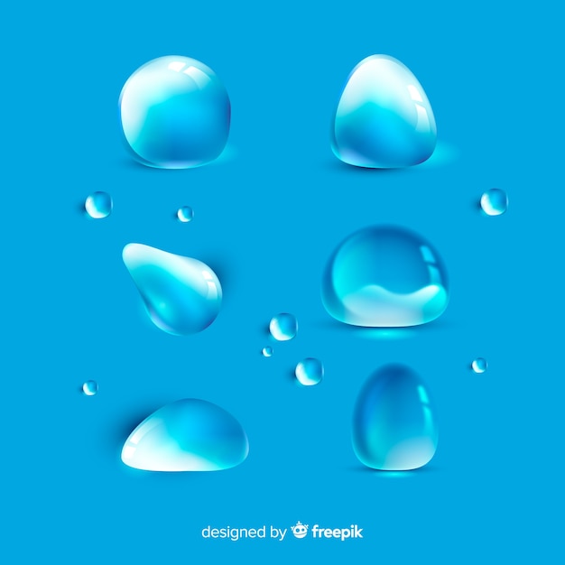 Collection of realistic water drops