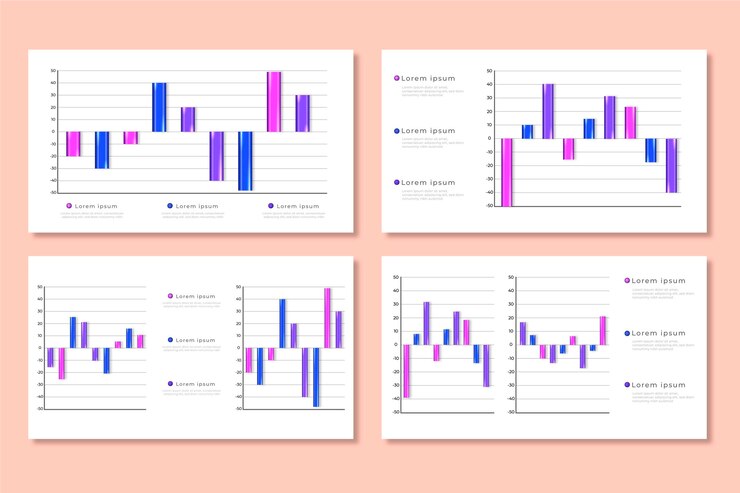 Free Vector collection of realistic waterfall chart