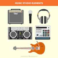 Free vector collection of recording equipment in a music studio