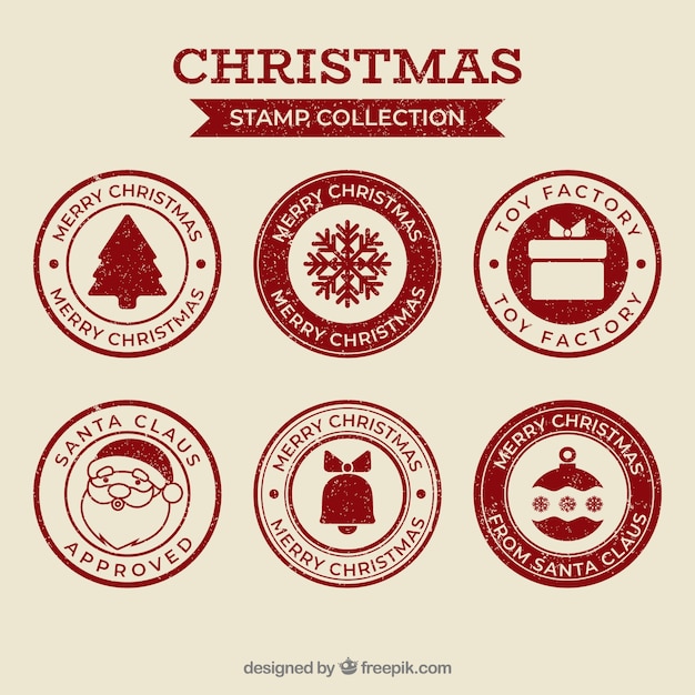 Free vector collection of red christmas stamps