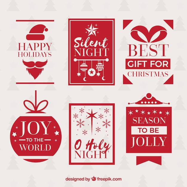 Free vector collection of red retro christmas badge