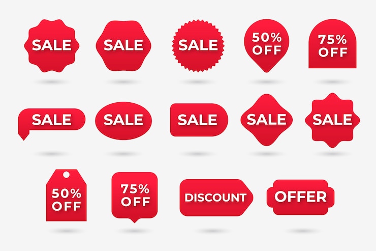 Free Vector collection of red sales label