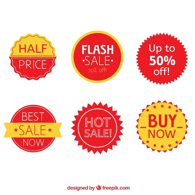Free Vector collection of red and yellow sale sticker