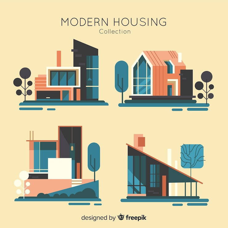Free Vector collection of residencial houses