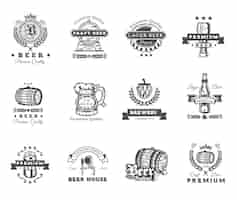 Free vector collection of retro beer emblems, badges, stickers