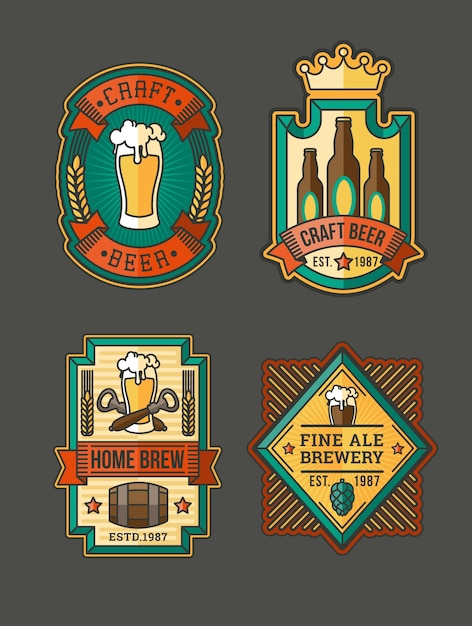 Collection of retro beer labels, stickers