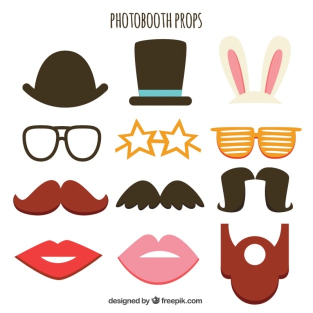 Free vector collection of retro elements for photo booth