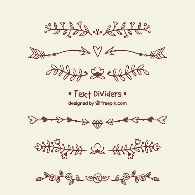 Free vector collection of retro hand drawn ornaments with flowers