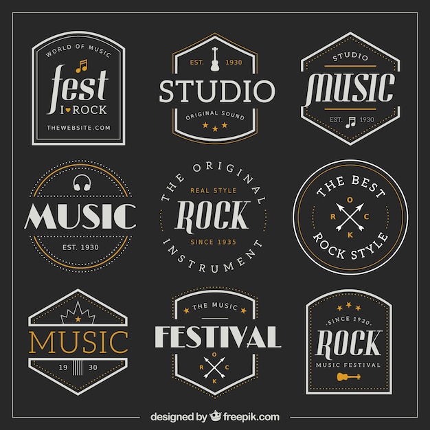 Collection of retro music badges